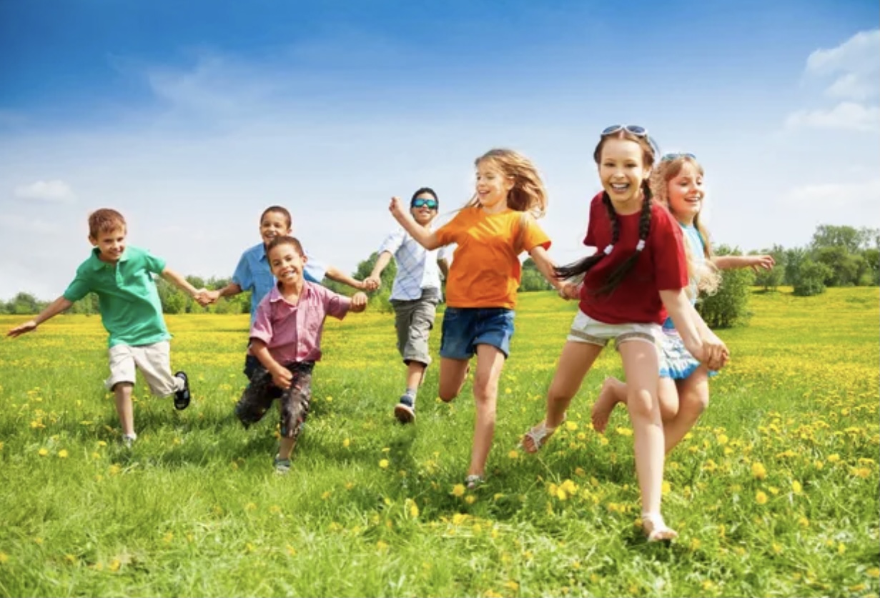 Kids playing in the garden